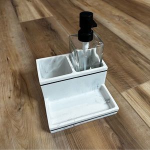 Allen + Roth Marble White Glass Bath Accessory